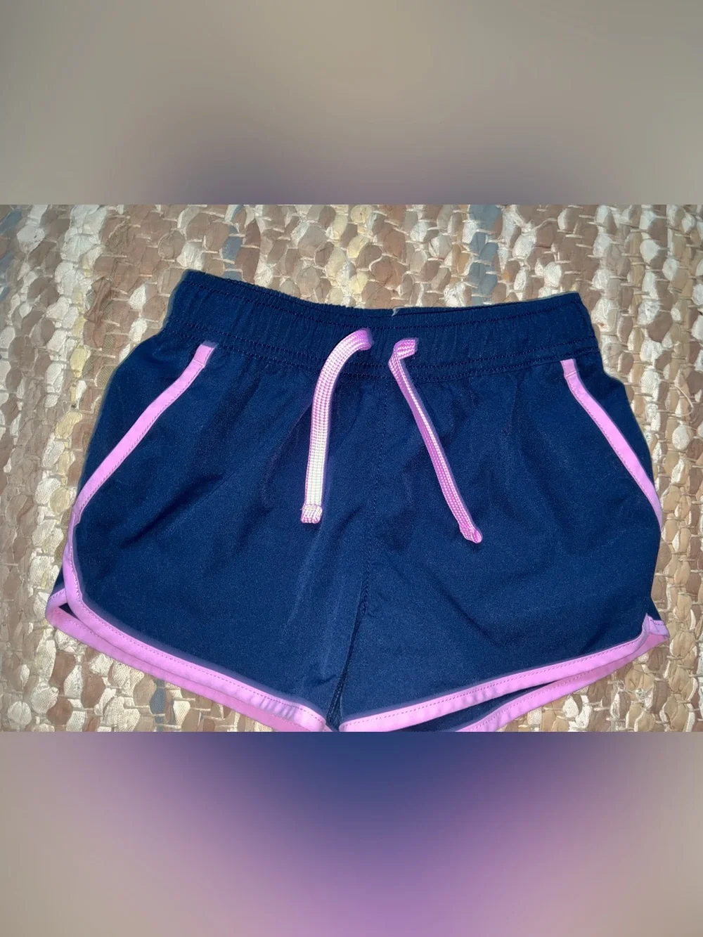 Crewcuts Navy Shorts with Pink Trim and Drawstring